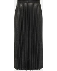 Balenciaga - Pleated Leather Midi Skirt - Lyst