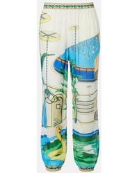 Tory Burch - Printed Cotton Tapered Pants - Lyst