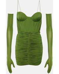 Alex Perry - Embellished Ruched Jersey Minidress - Lyst