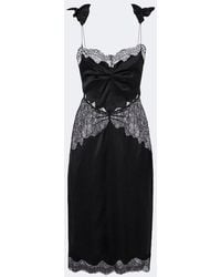 The Attico - Lace-Trimmed Satin Midi Dress - Lyst