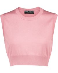 Dolce & Gabbana Cropped-Top aus Seiden-Rippstrick - Pink