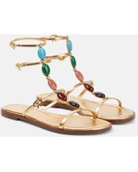 Gianvito Rossi - Shanti Embellished Leather Sandals - Lyst