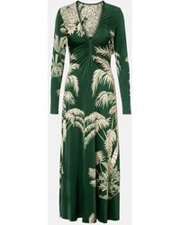 Johanna Ortiz - Printed Ruched Jersey Midi Dress - Lyst