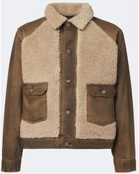 RRL - Shearling-Trimmed Denim Jacket - Lyst