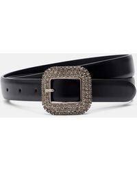 Saint Laurent - Crystal-Embellished Leather Belt - Lyst