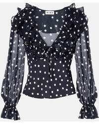 RIXO London - Lasca Polka-Dot Silk Top - Lyst