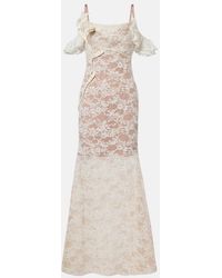 Self-Portrait - Floral-Applique Lace Gown - Lyst