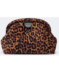Stella McCartney - Falabella Small Leopard-Print Velvet Clutch - Lyst