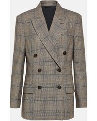 Brunello Cucinelli - Checked Wool And Cotton-blend Blazer - Lyst