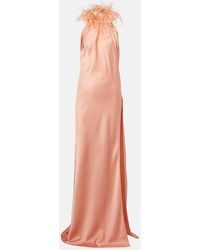 The New Arrivals Ilkyaz Ozel - Robe Jazzy Aus Satin Mit Federn - Lyst