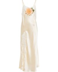 Rodarte Silk Satin And Lace Slip Dress - White