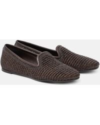 Brunello Cucinelli - Elegant Raffia And Leather Sandals - Lyst