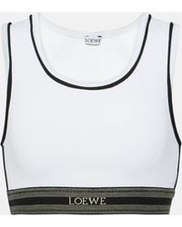 Loewe - Logo Cropped Tank Top In White - Lyst
