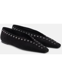 TOTEME - Suede Leather Lace-Up Ballets - Lyst