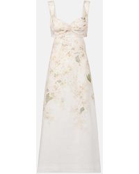 Zimmermann - Robe Midi Balance En Lin A Fleurs - Lyst