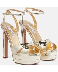 Aquazzura - Divine 130 Metallic Platform Sandals - Lyst