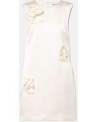 Self-Portrait - Floral-Applique Satin Minidress - Lyst