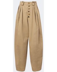 Chloé - Embellished Pleated Cotton Barrel-Leg Pants - Lyst