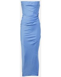 Alex Perry - Draped Strapless Crepe Midi Dress - Lyst
