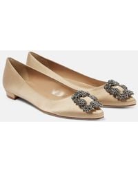 Manolo Blahnik - Hangisiflat 70 Embellished Satin Ballet Flats - Lyst