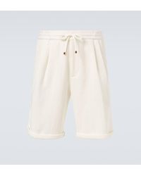 Brunello Cucinelli - Bermudas En Gabardina De Algodon Y Lino - Lyst