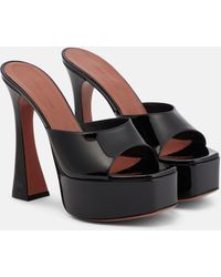 AMINA MUADDI Dalida Patent Leather Platform Mules - Black