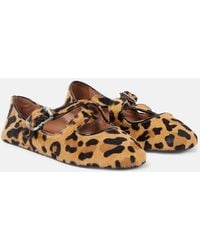 Alaïa - Ballerine En Cuir Facon Poulain A Motif Leopard - Lyst
