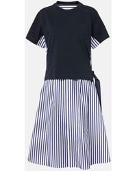 Sacai - Striped Cotton Shirt Dress - Lyst