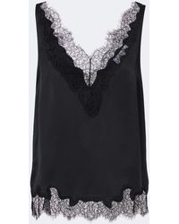 Velvet - Lace-Trimmed Silk Satin Top - Lyst