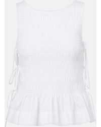 Ganni - Shirred Cotton Top - Lyst