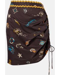 ALÉMAIS - Printed Ruched Cotton Miniskirt - Lyst