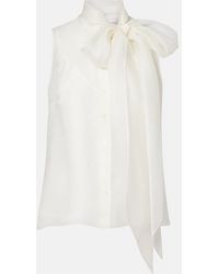 Carolina Herrera - Tie-Neck Silk Top - Lyst