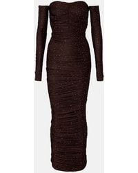 Alex Perry - Ruched Embellished Jersey Gown - Lyst