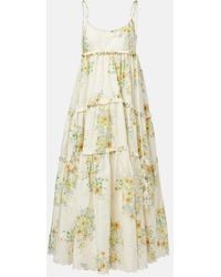 ALÉMAIS - Juliette Floral Tiered Cotton Midi Dress - Lyst