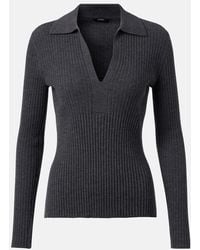 JOSEPH - Ribbed-Knit Wool Polo Shirt - Lyst