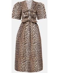 Ganni - Dress With Animal Print - Lyst