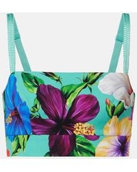 Dolce & Gabbana - Floral Silk-Blend Crop Top - Lyst
