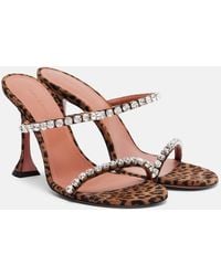 AMINA MUADDI - Sandalen Gigi 95 Aus Veloursleder Mit Kristallen - Lyst