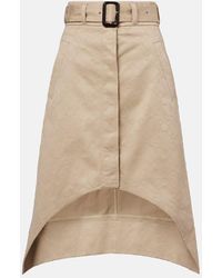 Givenchy - Falda Midi En Sarga De Algodon Con Monogram 72 - Lyst