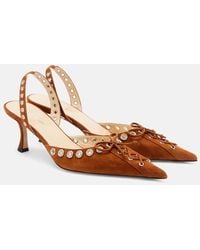 Mach & Mach - Crystalized Corset 65 Suede Slingback Pumps - Lyst