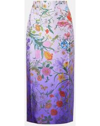 Gucci - Floral Silk Midi Skirt - Lyst