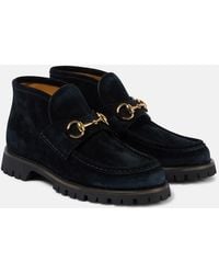 Gucci - Horsebit Suede Ankle Boots - Lyst