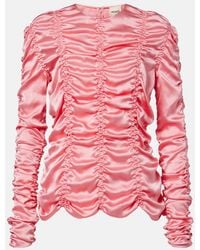 KHAITE - Rory Ruched Silk Charmeuse Top - Lyst