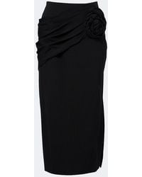 Carolina Herrera - Floral Applique Wool-Blend Midi Skirt - Lyst