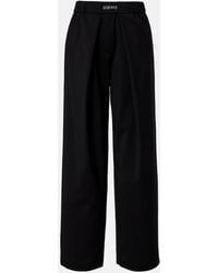 Loewe - Logo Wool Mid-Rise Straight Pants - Lyst