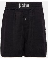 Palm Angels - Shorts in lino con logo - Lyst
