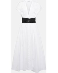 Alaïa - Belted Cotton Poplin Midi Dress - Lyst
