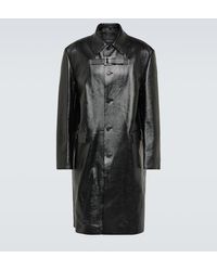 Versace - Buckle-detail Leather Coat - Lyst