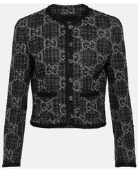Gucci - Monogram-pattern Bouclé-texture Wool And Cotton-blend Jacket - Lyst