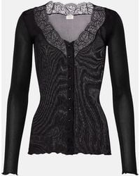 Saint Laurent - Lace-Trimmed Semi-Sheer Silk Top - Lyst